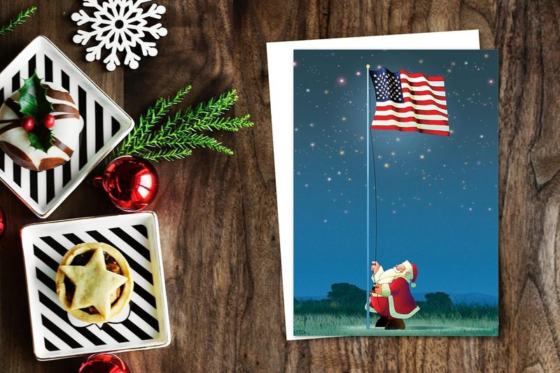 Stonehouse Collection | Patriotic Christmas Card | 18 American Flag Cards & Envelopes | American Flag - USA Made (Standard) - Image 3